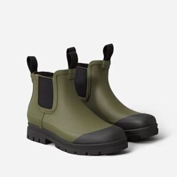 Everlane The Rain Boot Forest Green Black Chunky Chelsea Waterproof Sz 10 NEW - Picture 1 of 16